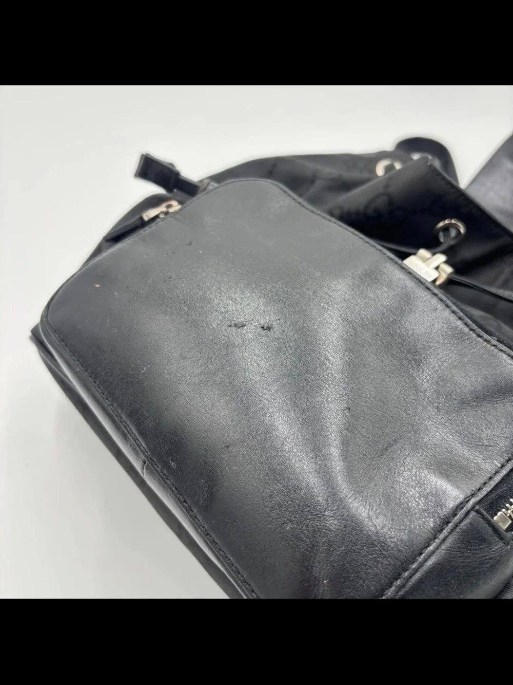 Gucci Black Monogram Canvas and Leather Backpack